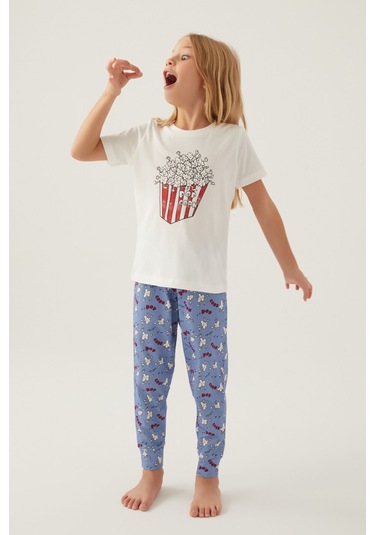 Rolypoly Pop Crow Krem Kız Çocuk Pijama Takımı 5274-42966 Krem