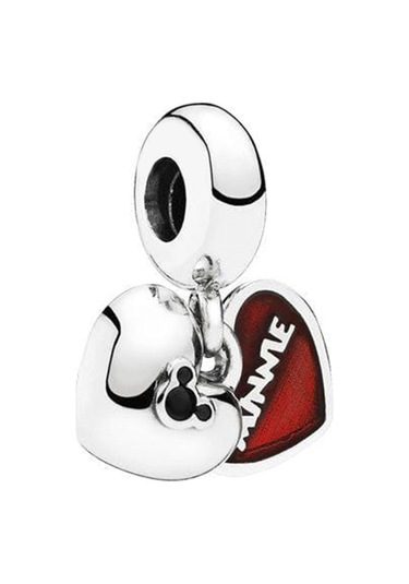Nur Silver Mickey & Minnie Mouse Kalp Gümüş Sallantılı Charm Nur-ch00013 Çok Renkli
