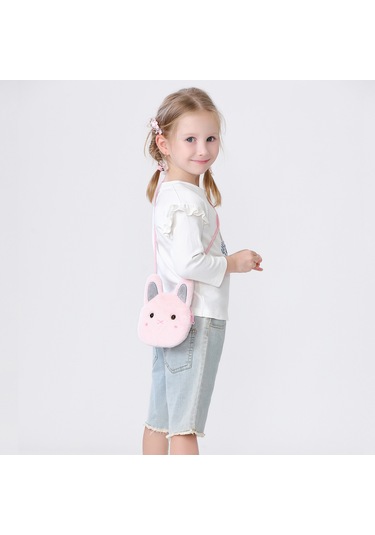 Peluş Trendy Çocuk Ayı Kedi Crossbody Çanta - Kırmızı