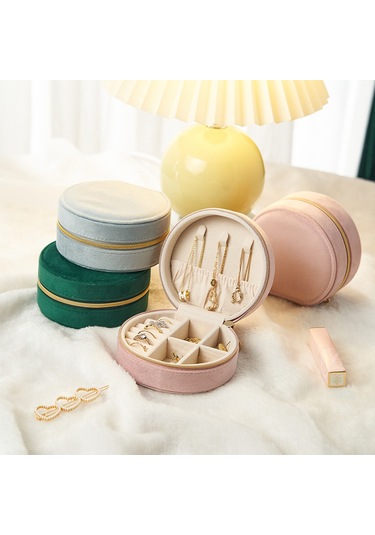 Springsun Küçük Boy Taşınabilir Kadife Kuyumluk Kutusu - Kolye, Yüzük, Küpe Ve Aksesuarları Anti-oksidasyonlu Saklama Kutusu Gri Gri