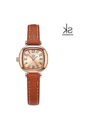 Novahub Kahverengi Shengke Sk İzle Kadın Kuvars Saat, Zarif Bayan Saat, Orijinal Relogio Feminino, 22mm Kadran, Deri Kordon, 3atm Su Geçirmez, Moda Ve Casual Çok Renkli
