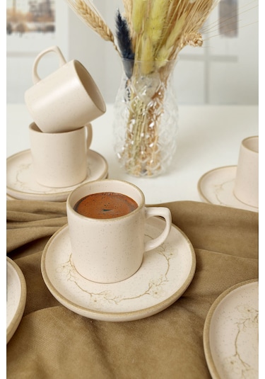Taupe Bloom Nordic Kahve Takımı 12 Parça 6 Kişilik 22520-28