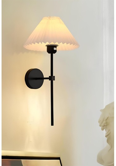 Modern Tasarım Umbrella Aplik Elektrikle Çalışır Krem Abajur 1 Adet Siyah Siyah