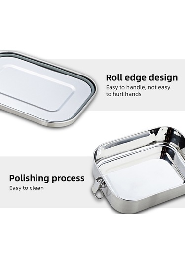 Tenfowee Paslanmaz Çelik 2 Bölmeli Pratik Yemek Kabı - 800ml Mikrodalga Ve Bulaşık Makinesine Uygun