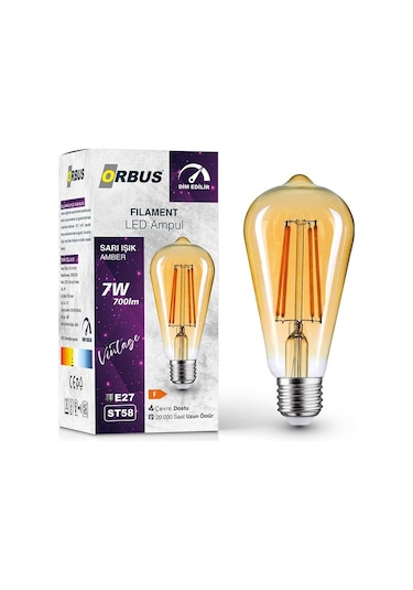 Orbus 7W E27 Filament Dim Edilebilir Led Ampul - DST58