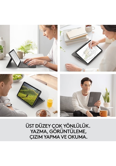 Logitech Slim Folio Touch iPad Air 10.9" 4. Nesil ile Uyumlu Klavyeli Kılıf Koyu Gri