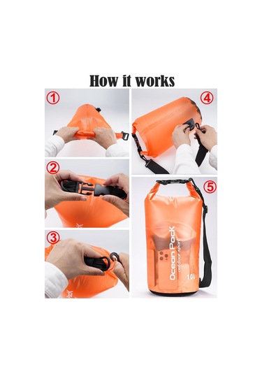 Mufunye 10 Litre Turuncu Su Geçirmez Torba: Telefon Kılıfı Ve Ayarlanabilir Askı İle, Kayak, Kamp, Yürüyüş, Yüzme İçin