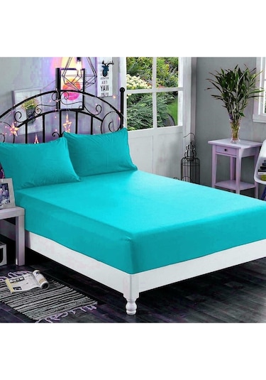 Aslans Ranforce Tek Kişilik Lastikli Kumaş Çarşaf Seti 100x200 Su Yeşili