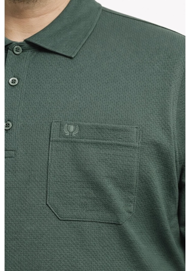 Classics Men Simenti Büyük Beden Erkek Polo Yaka Sweatshirt - 7564 Yeşil