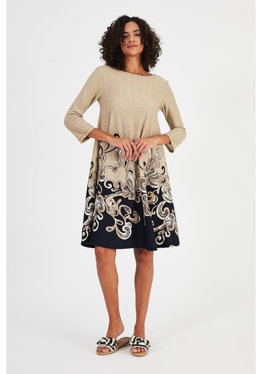 Alexandergardı Sırt Dekolteli Desenlı Elbise B22-23000 Lacivert