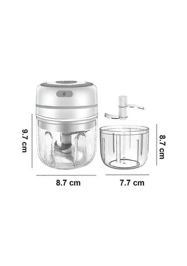 Homewe Elektrikli Sarımsak Doğrayıcı, Mini Sarımsak Doğrayıcı Taşınabilir Kablosuz Gıda İşlemcisi, Sarımsak Ezici Kıyma Makinesi Kırıcı, Küçük Gıda Öğütücü - Beyaz Siyah