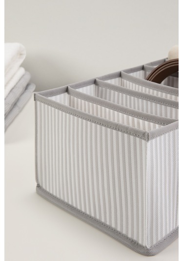 Ocean Home Textile 8 Bölmeli Gri Çizgili Çekmece Düzenleyici 17 x 41,5 x 12 cm