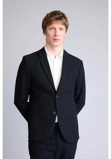 Defacto Modern Fıt Penye Blazer Ceket F2347ax26spnv64 Lacivert-nv64