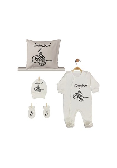 Pia Baby Gl 1953-02 İsme Özel Beşli Tulum Set Krem