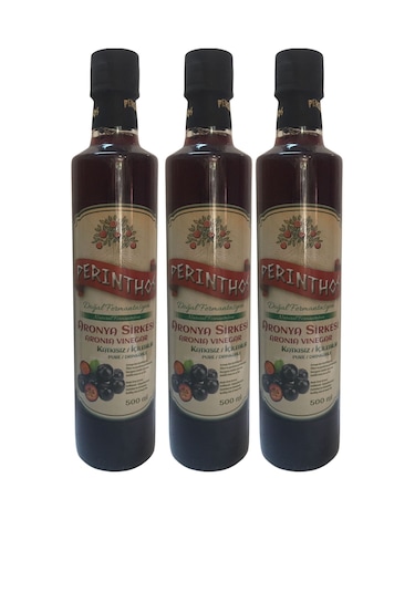 Perinthos Neşe Natural Doğal Aronya Sirkesi 500 Ml 3 Adet Cam Şise
