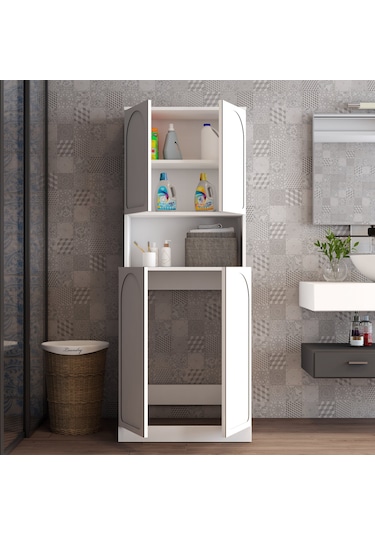 Lyon Çamaşır Makinesi Dolabı V101 - Beyaz Beyaz