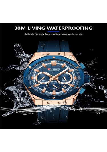 Curren 8462 Erkek Gri Analog Kuvars Silikon Spor Aydınlatmalı Saat Su Geçirmez Tarih Kol Saati Siyah Diğer