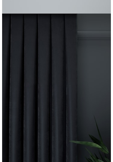 Evdepo Home Antrasit Düz Renk Fon Perde Tek Kanat Antrasit