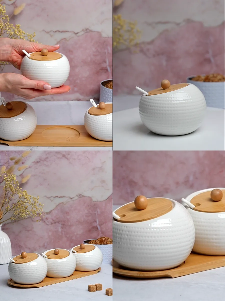 Home Rabbit Kapaklı Ve Kaşıklı Şekerlik Seti, 3 Parça 116785735 Beyaz