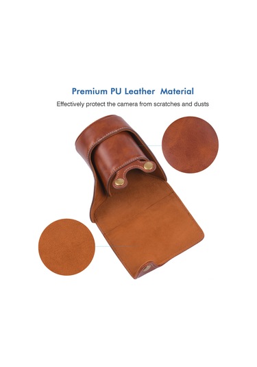 Gajeena Kahverengi Klasik Pu Deri Kamera Çantası, Canon Eos M100 İçin Omuz Kayışıyla