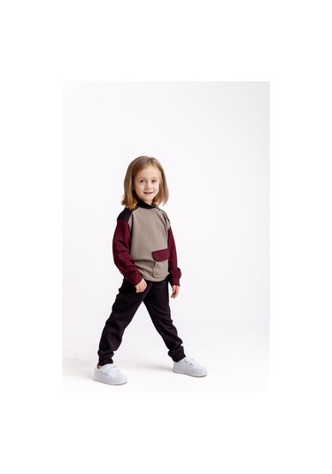 Oliventhekid Kahverengi Üç Renkli Modal Unisex Çocuk Takım Kahverengi