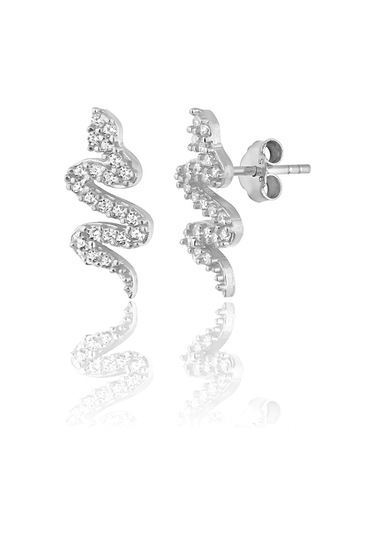 Zanaat Silver 925 Ayar Gümüş Rodyum Kaplama Yılan Modeli Küpe
