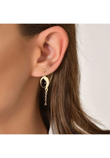 14 Ayar Altın Örgü Saçlı Kız Küpe