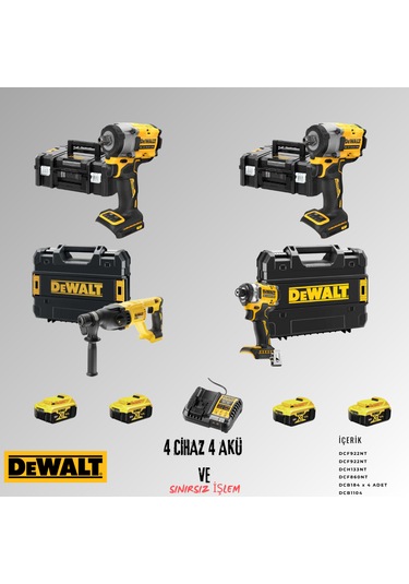 Dewalt DCF922NT + DCF922NT + DCH133NT + DCF860NT 4 Adet 5 Amper Akü + Şarj Aleti Set