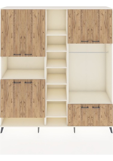 Hyperion Dolap 18 Raflı 8 Kapaklı Tek Askılı 220x44x243 Aytaşı-çam/aytaşı Atlas Çam/aytası
