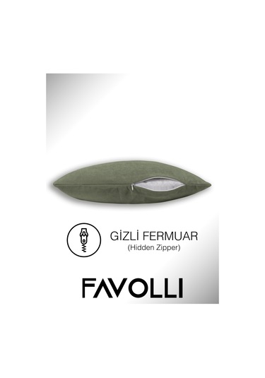 Br Favolli Kadife Dokulu Enginar Rengi Kırlent Kılıfı Dream Serisi Punch Için Uygun Gizli Fermuar Enginar Rengi