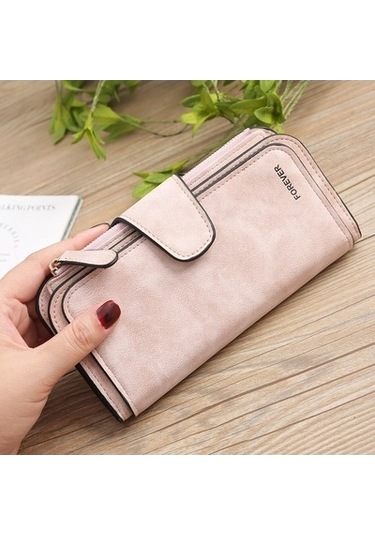 Kadın Bozuk Para Bölmeli Pu Deri Uzun Cüzdan Kahverengi B821 Kahverengi Kahverengi