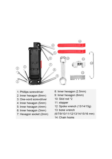 Samdoo Bisiklet Bakım Aleti Çok Fonksiyonlu 25 Araç Seti Dışarıda Taşınabilir Folding Montaj Çelik Bisiklet Tamiri Gereci Çok Renkli