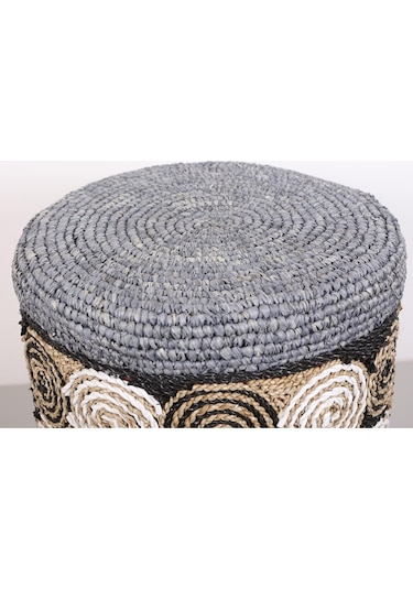 Rafya Puf & Stools-doğal Teak Gövde 42x50 Cm Mix