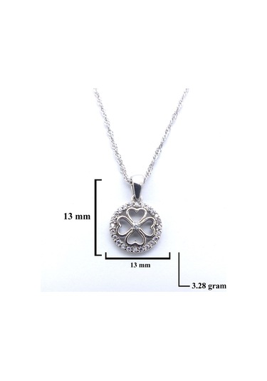 Ferizz Zirkon Taşlı Yonca Motifli Gümüş Kolye Gk-306