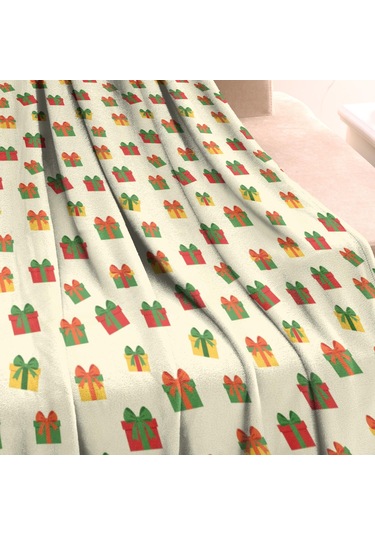 Noel Desenli 60x80 İnç Polar Battaniye, Yumuşak, Hafif Ve Kalın, Erkek, Kadın Ve Çocuk İçin Noel Hediye Kurdele