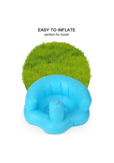 Pazly Şişme Bebek Sandalyesi Taşınabilir Çocuk Kanepe Güvenlik Eğitim Sandalyesi Bebek Arabası Oyun, Banyo, Zemin, Plaj, Havuz Kenarı İçin Pvc Mavi