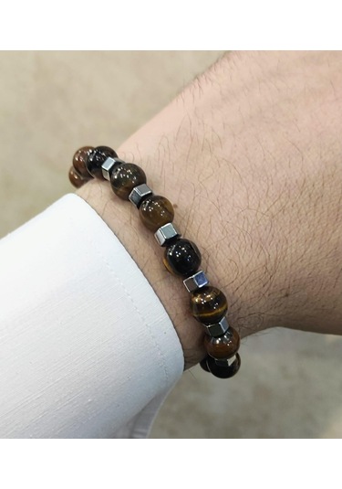 Nursaat Captiva Stell 3.Lü Set Doğaltaş Erkek Bileklik Seti N11.70196 Siyah