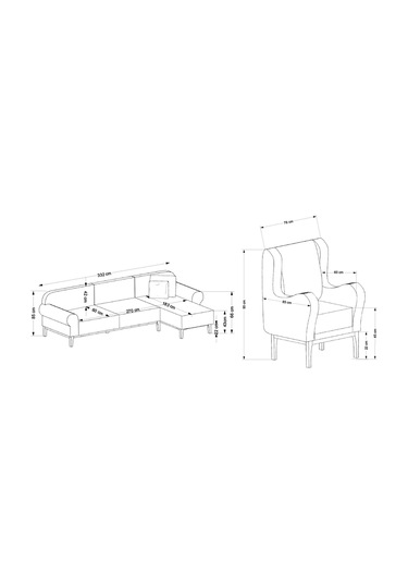 London Sırt Mekanizmalı Köşe Takım + Berjer - Ares Beyaz/antrasit
