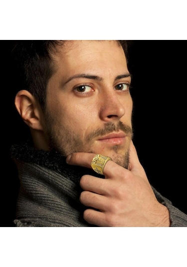 Boyutu 6-15 Altın Paslanmaz Çelik İsa Dua Haç Erkekler İçin Premium Yüzük Altın