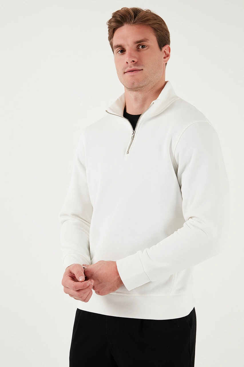 Buratti Pamuklu Regular Fit Dik Yaka 2'Li Paket Erkek Sweat 59052592S2 Ekru-Indigo