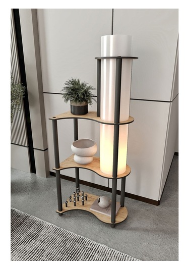 Ravilo Estilo Dor Dekoratif Raflı Lambader Meşe