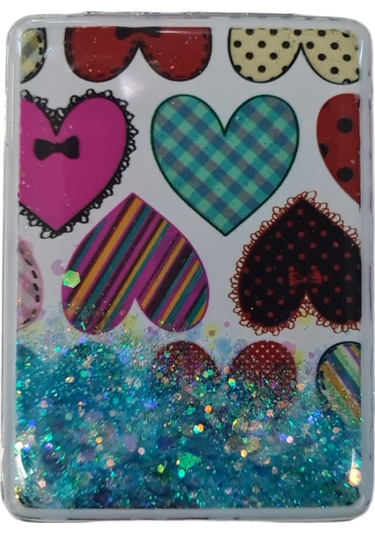 Gigi Panda Kalp Desenli Pırıltılı Katlanır Dikdörtgen Makyaj Aynası