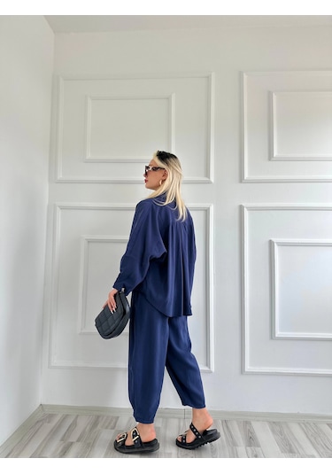 Keymoda Kadın Gömlek Pantolon Takım Lacivert Lacivert