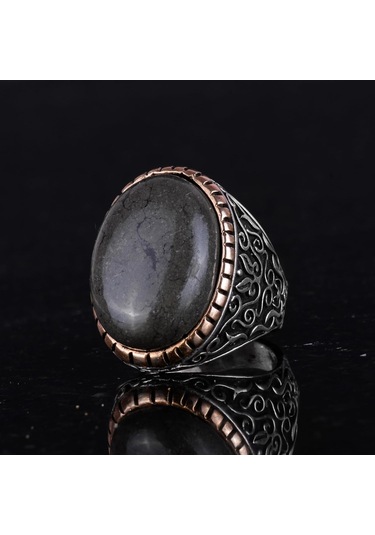 Gerçek Doğal Pirit Taşı Yüzük, 925 Ayar Katı Gümüş Erkek Yüzük, Bereket Manifestasyonu Tasarımı Gümüş