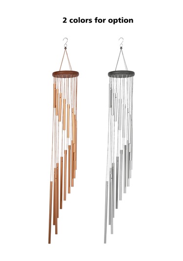 Ranyeek 35 İnç 18 Tonlu Altınaltı Aluminyum Boru Ve Çam Ahşap Döner Rüzgar Çanları - Yatak Odası Ve Bahçe Dekorasyonu, Doğa Sesleri İle Rahatlatıcı