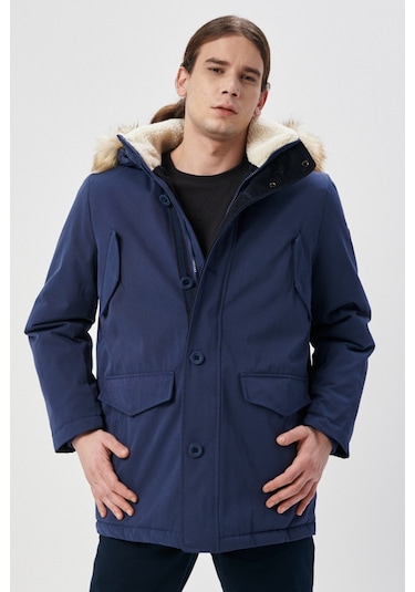 Wrangler Regular Fit Normal Kesim Dik Yaka Lacivert Parka Ceket Lacivert