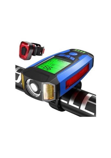 Forte Gt 3 In 1 Bisiklet El Feneri 5 Led Fonksiyonlu Km Sayaçlı Su Geçirmez Far Mavi