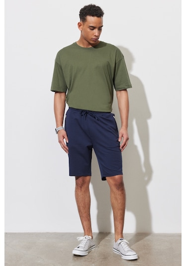Ac&Co / Altınyıldız Classics Erkek Lacı Standart Fit Normal Kesim Pamuklu Cepli Esnek Örme Şort Lacivert