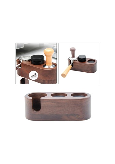 Suntek Kahve Filtresi Sabotaj Tutucu Ahşap Espresso Sabotaj Mat Standı 3 Delik 58mm