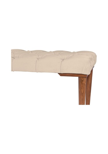 Gazzini Classic Retro Gürgen Ayak Chester Model Kapitoneli Krem Puf Bench - Ceviz Ayak